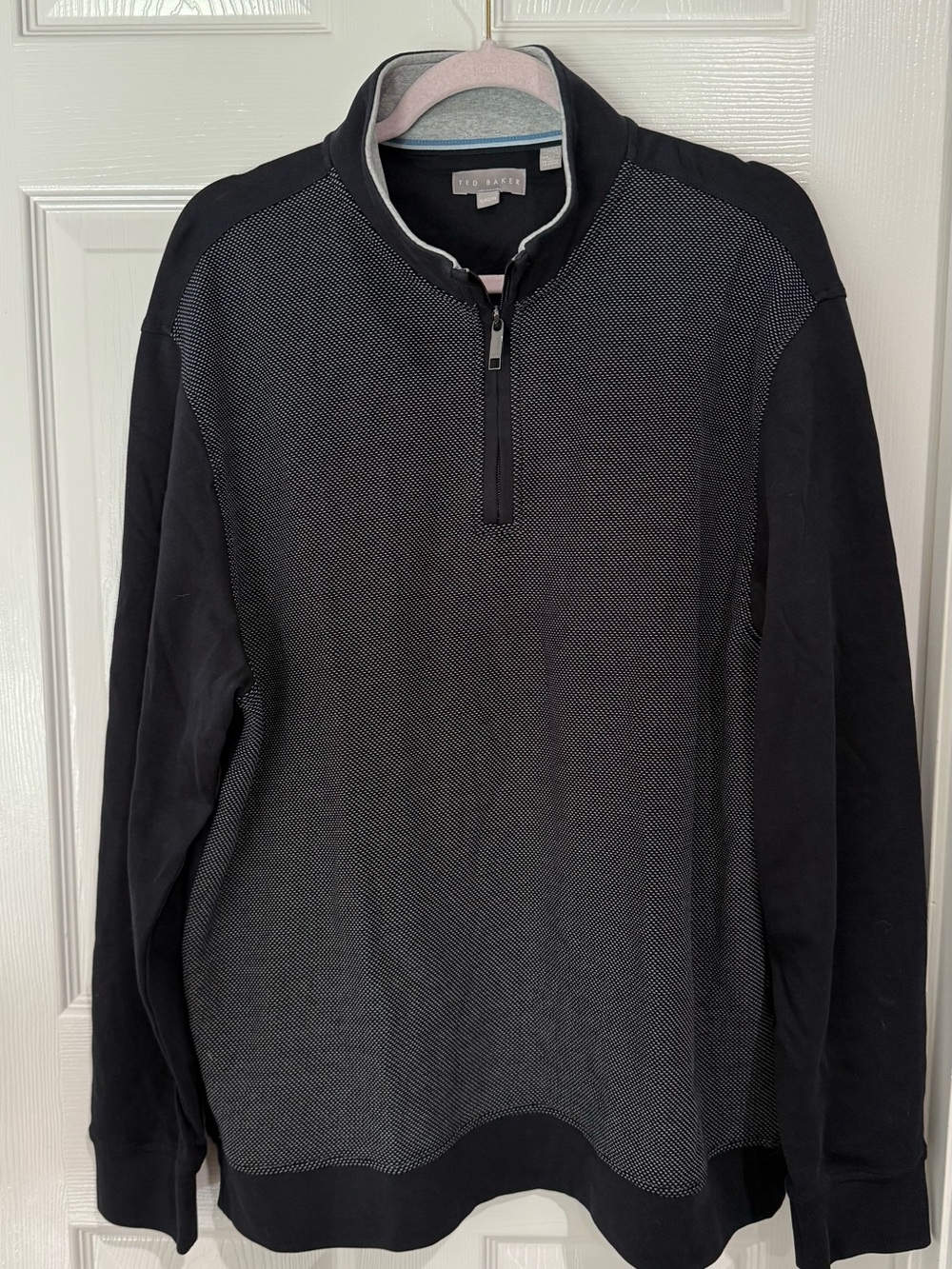 Ted Baker Men's Navy and Gray Half-Zip Knit Sweater